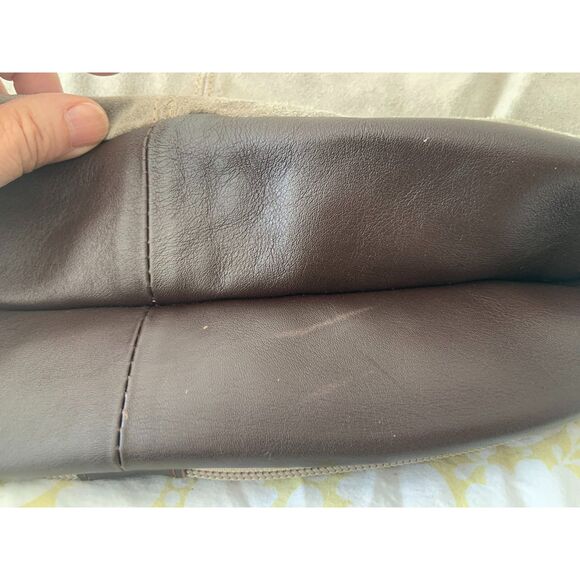 Bruno Rossi Suede Saddle Bag Taupe - Picture 9 of 14